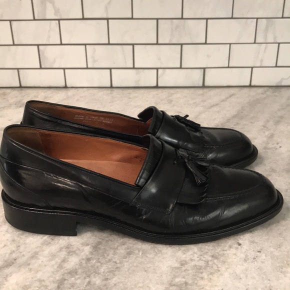 Bostonian Loafers Mens 13 Black Tassel Leather Shoes Luxe Made in Italy Classic - Picture 3 of 10